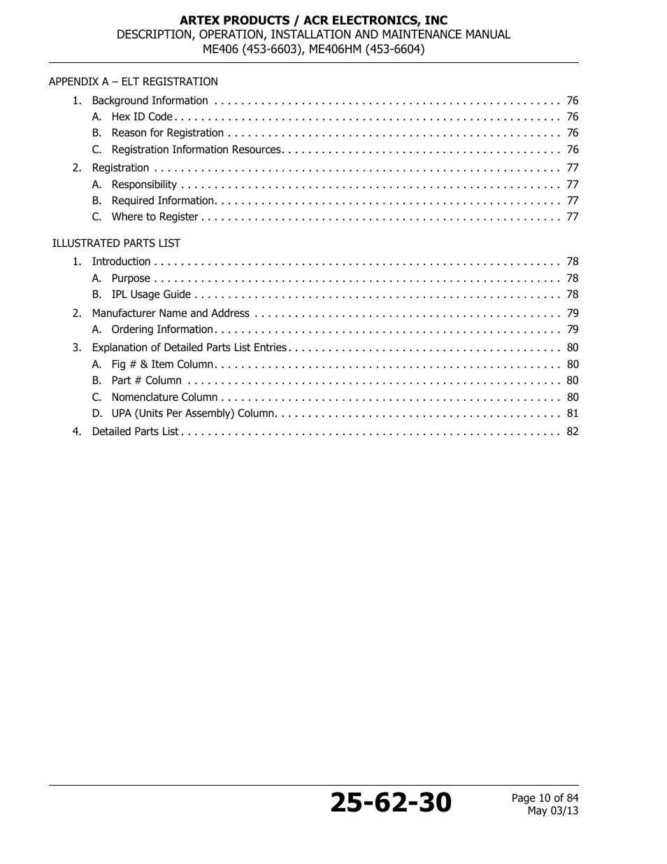ACR&Artex ME406 ACE ELT User Manual | Page 10 / 84