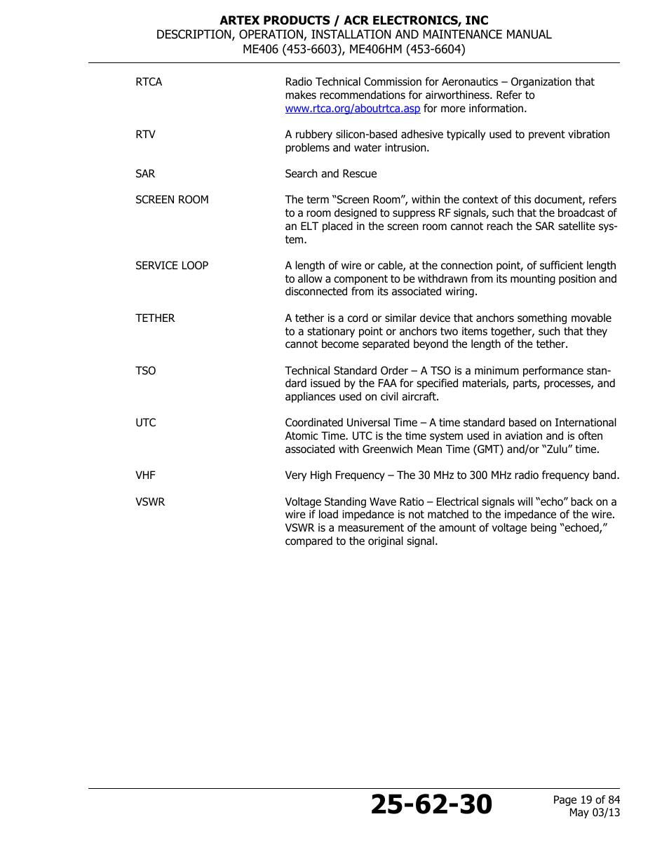 ACR&Artex ME406 ACE ELT User Manual | Page 19 / 84