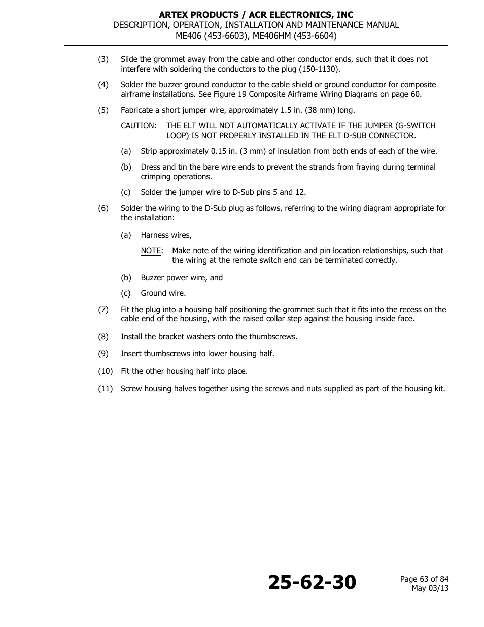 ACR&Artex ME406 ACE ELT User Manual | Page 63 / 84