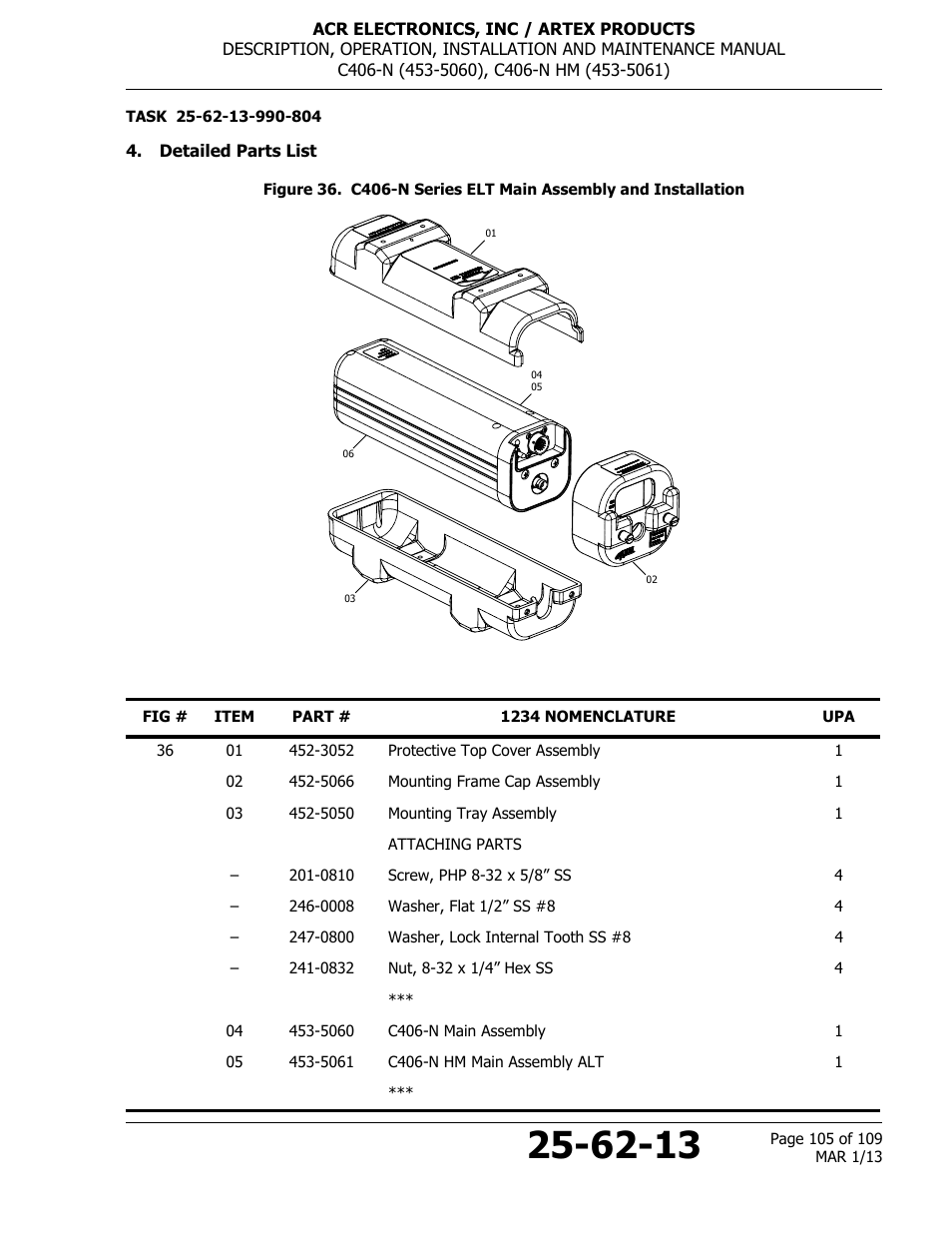 Detailed parts list | ACR&Artex C406-N User Manual | Page 105 / 109