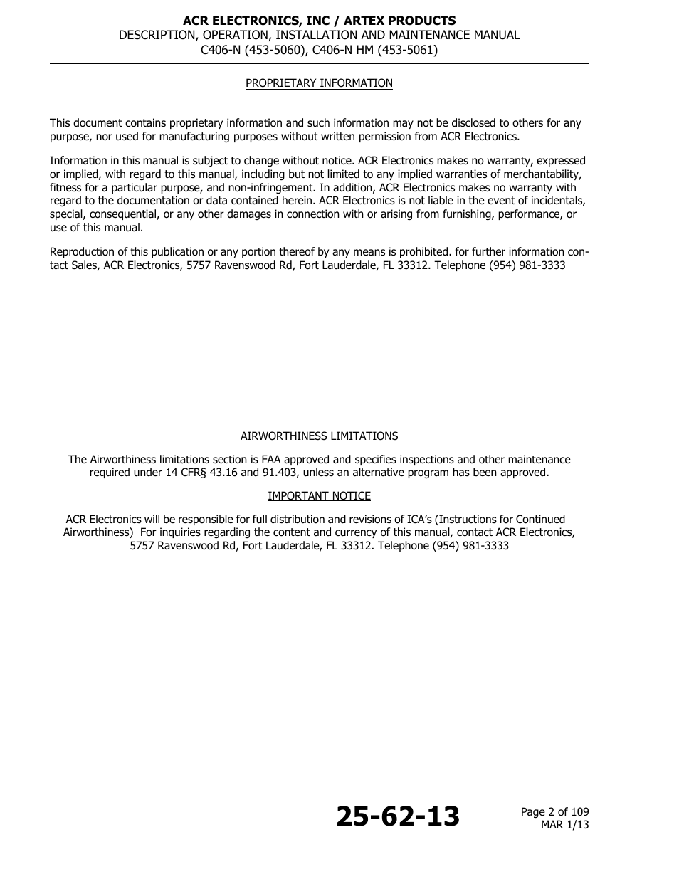 ACR&Artex C406-N User Manual | Page 2 / 109