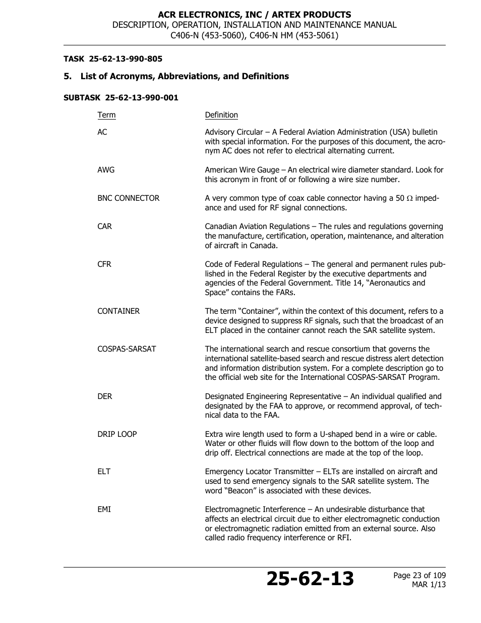 List of acronyms, abbreviations, and definitions | ACR&Artex C406-N User Manual | Page 23 / 109