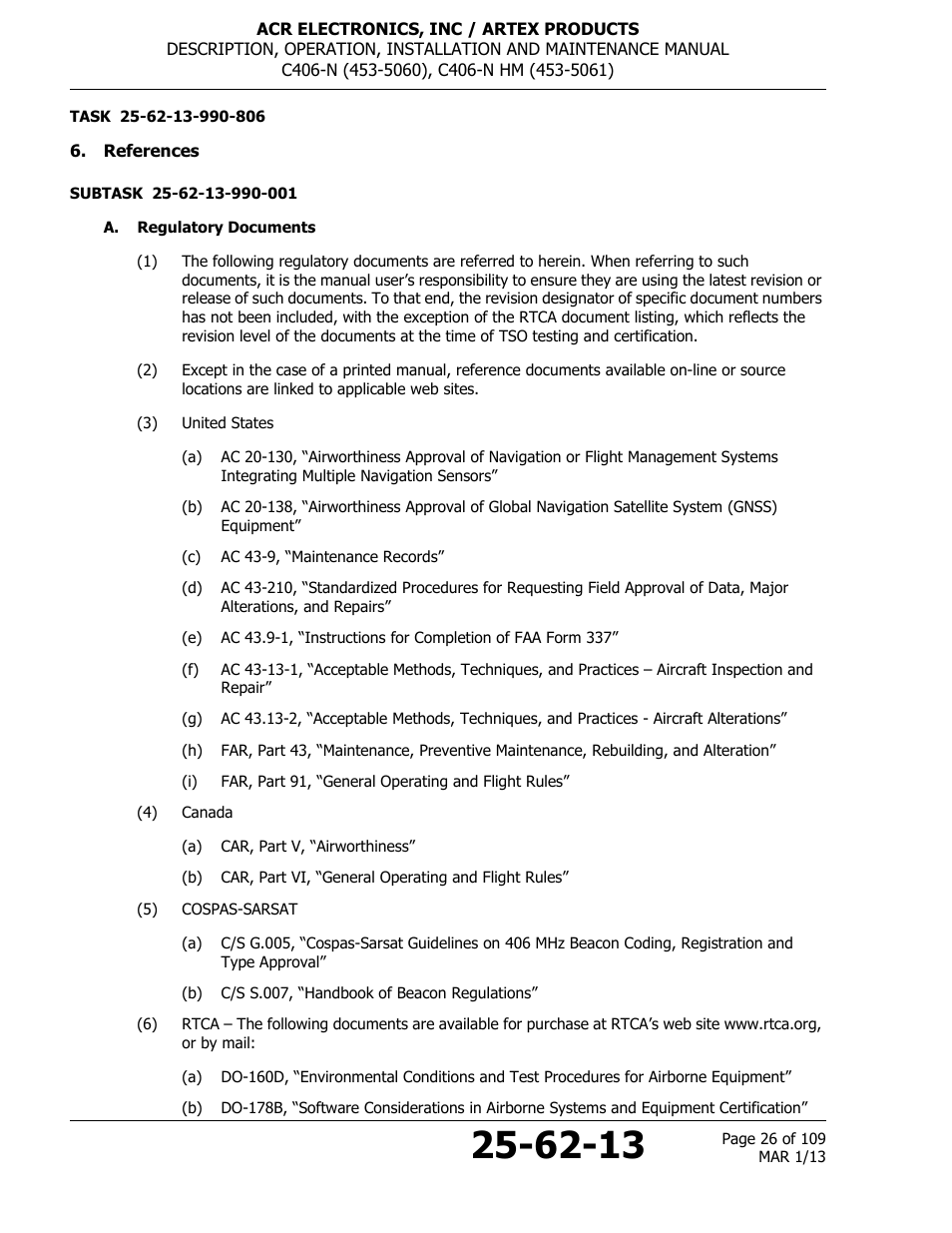 References, A. regulatory documents | ACR&Artex C406-N User Manual | Page 26 / 109