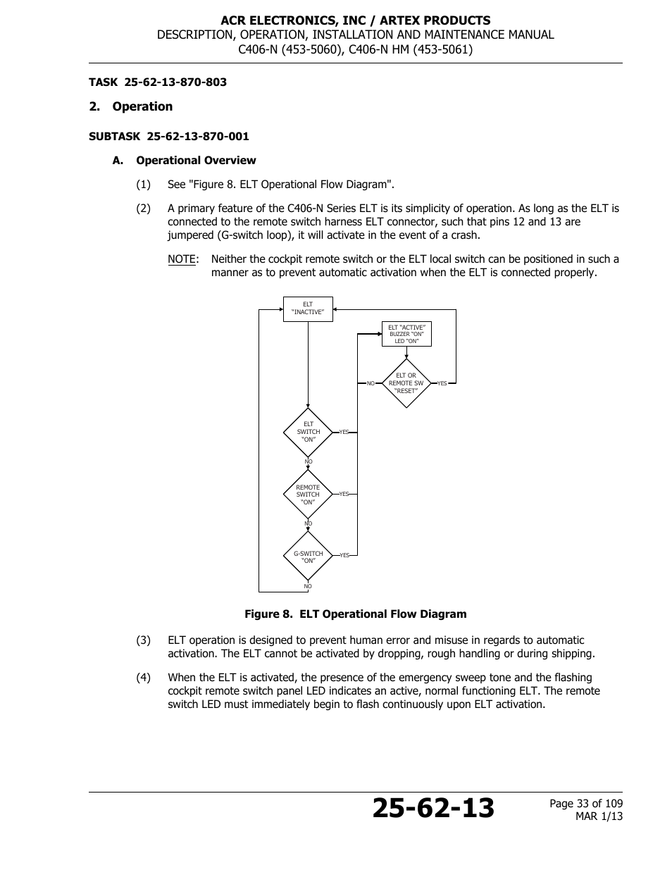 Operation, A. operational overview, Figure 8. elt operational flow diagram | ACR&Artex C406-N User Manual | Page 33 / 109