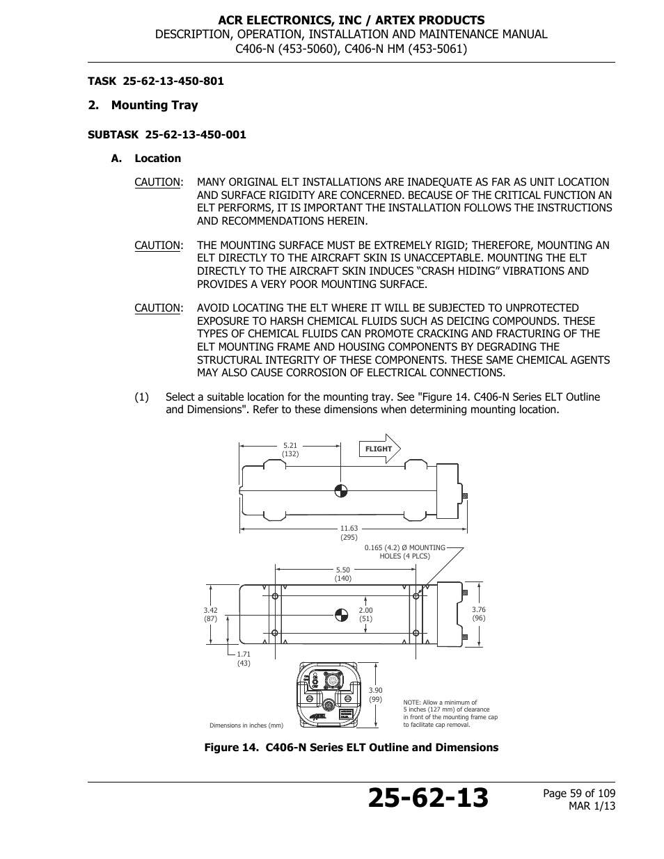 Mounting tray, A. location | ACR&Artex C406-N User Manual | Page 59 / 109