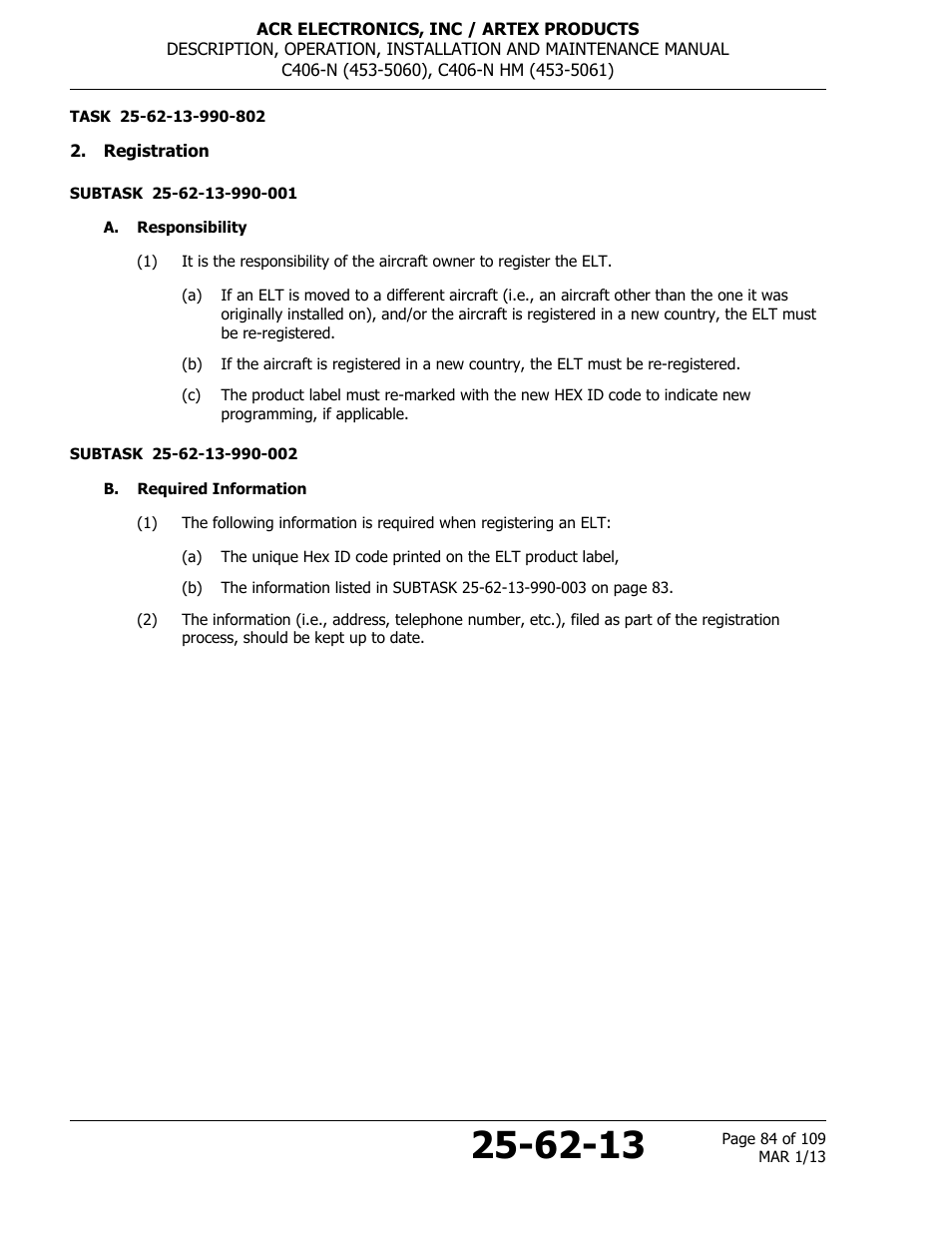 Registration, A. responsibility, B. required information | ACR&Artex C406-N User Manual | Page 84 / 109