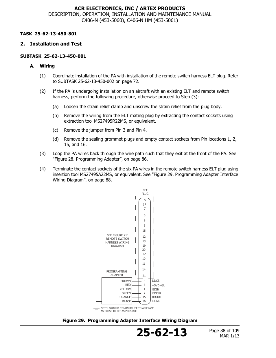 Installation and test, A. wiring | ACR&Artex C406-N User Manual | Page 88 / 109