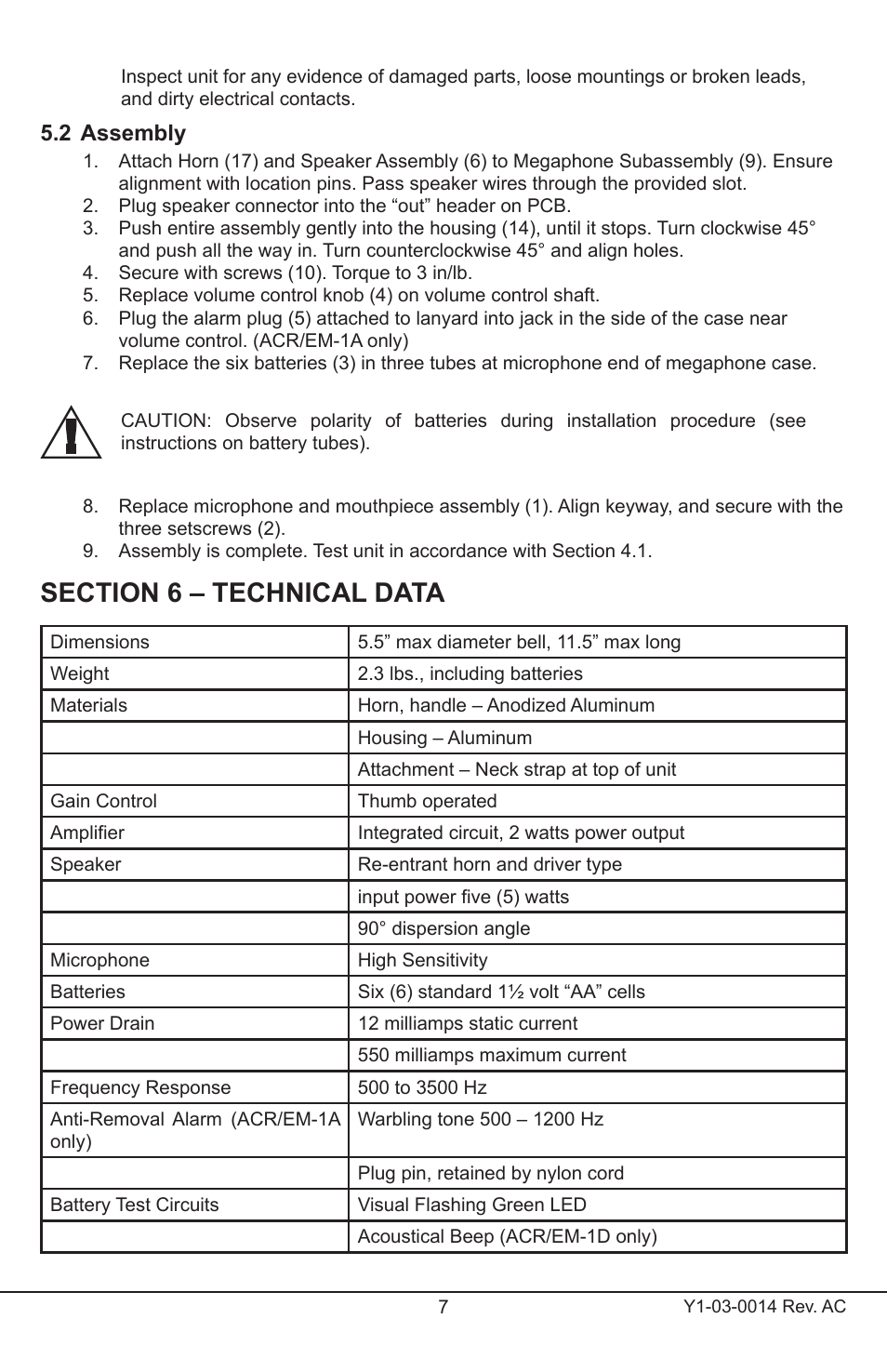 2 assembly | ACR&Artex Megaphone User Manual | Page 7 / 10