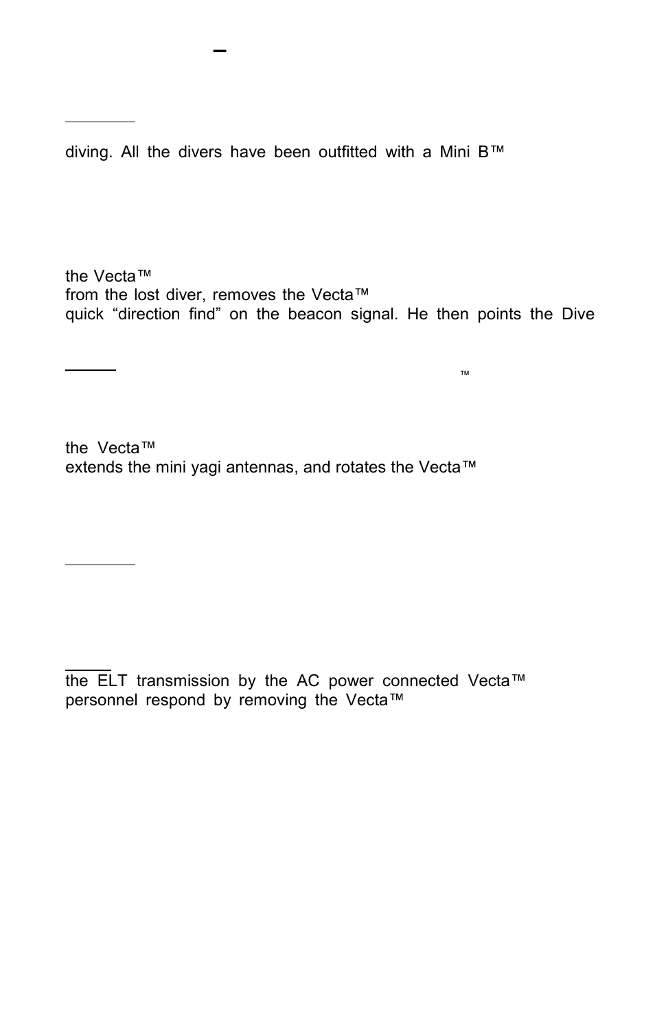 Appendix a – emergency scenarios, Lost diver, Elt false activation | ACR&Artex Vecta3 User Manual | Page 16 / 32