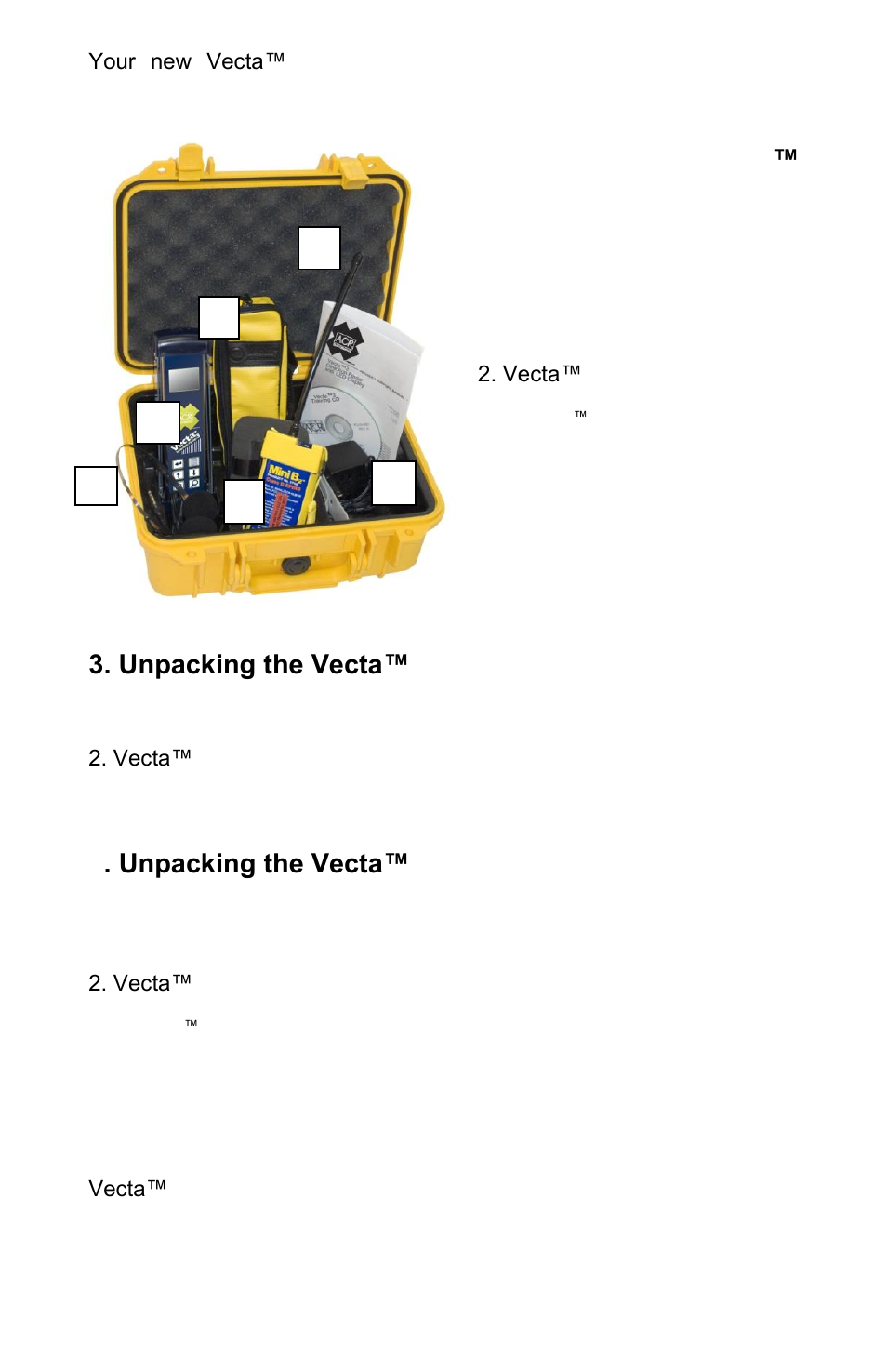 Unpacking the vecta, Kit, p/n 2869 | ACR&Artex Vecta3 User Manual | Page 5 / 32
