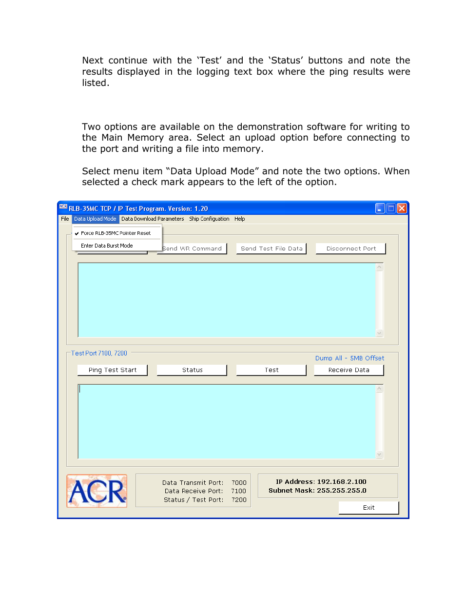Data upload mode | ACR&Artex Float-Free 406 Memory Capsule User Manual | Page 10 / 35