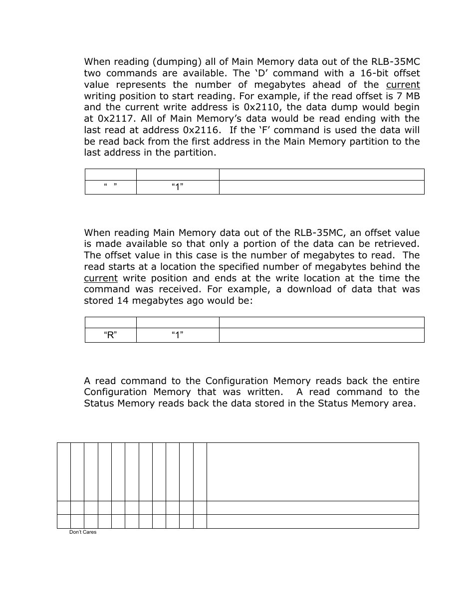 Status port 7200, Rlb-35mc status requests | ACR&Artex Float-Free 406 Memory Capsule User Manual | Page 19 / 35