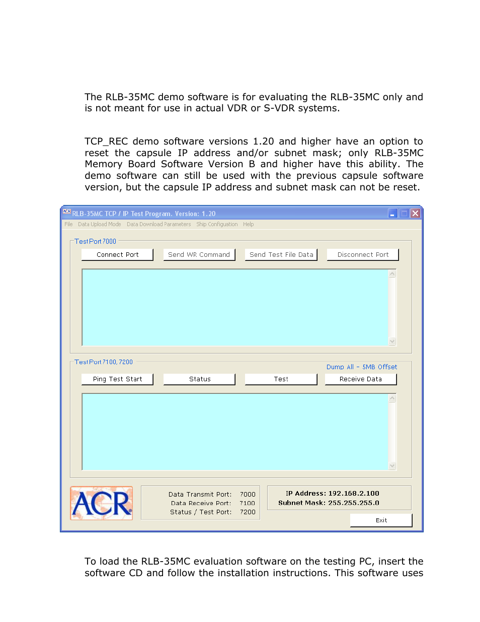 Evaluation software program, Purpose 5.2. version compatibility 5.3. setup | ACR&Artex Float-Free 406 Memory Capsule User Manual | Page 8 / 35