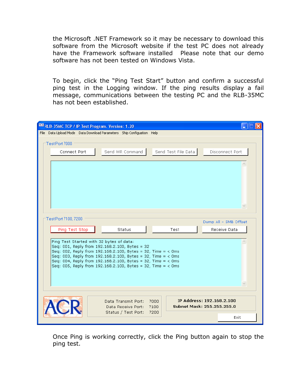 Test | ACR&Artex Float-Free 406 Memory Capsule User Manual | Page 9 / 35