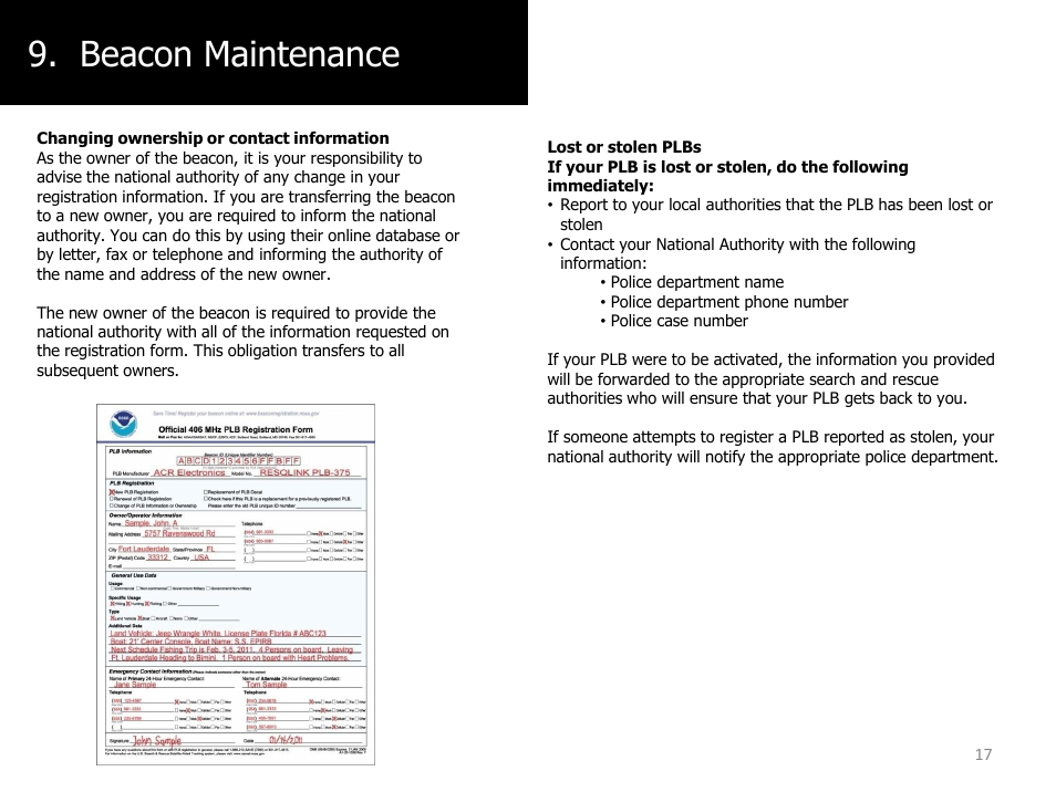 Beacon maintenance | ACR&Artex ResQLink PLB User Manual | Page 17 / 19
