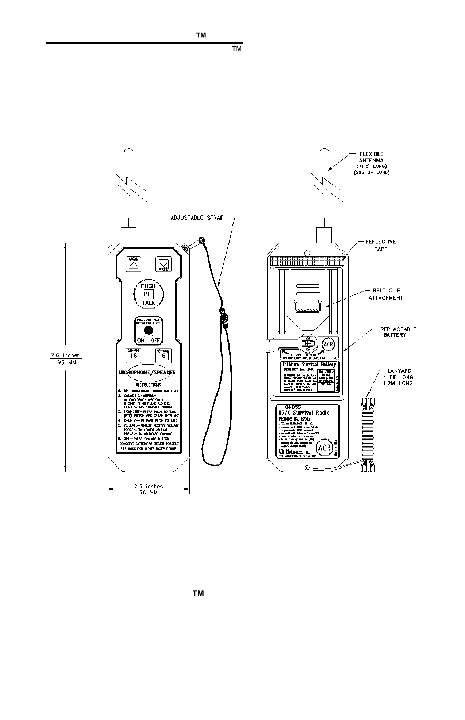 Figure 2- sr-102 ™ main features | ACR&Artex 16__6 Survival Radio User Manual | Page 6 / 16