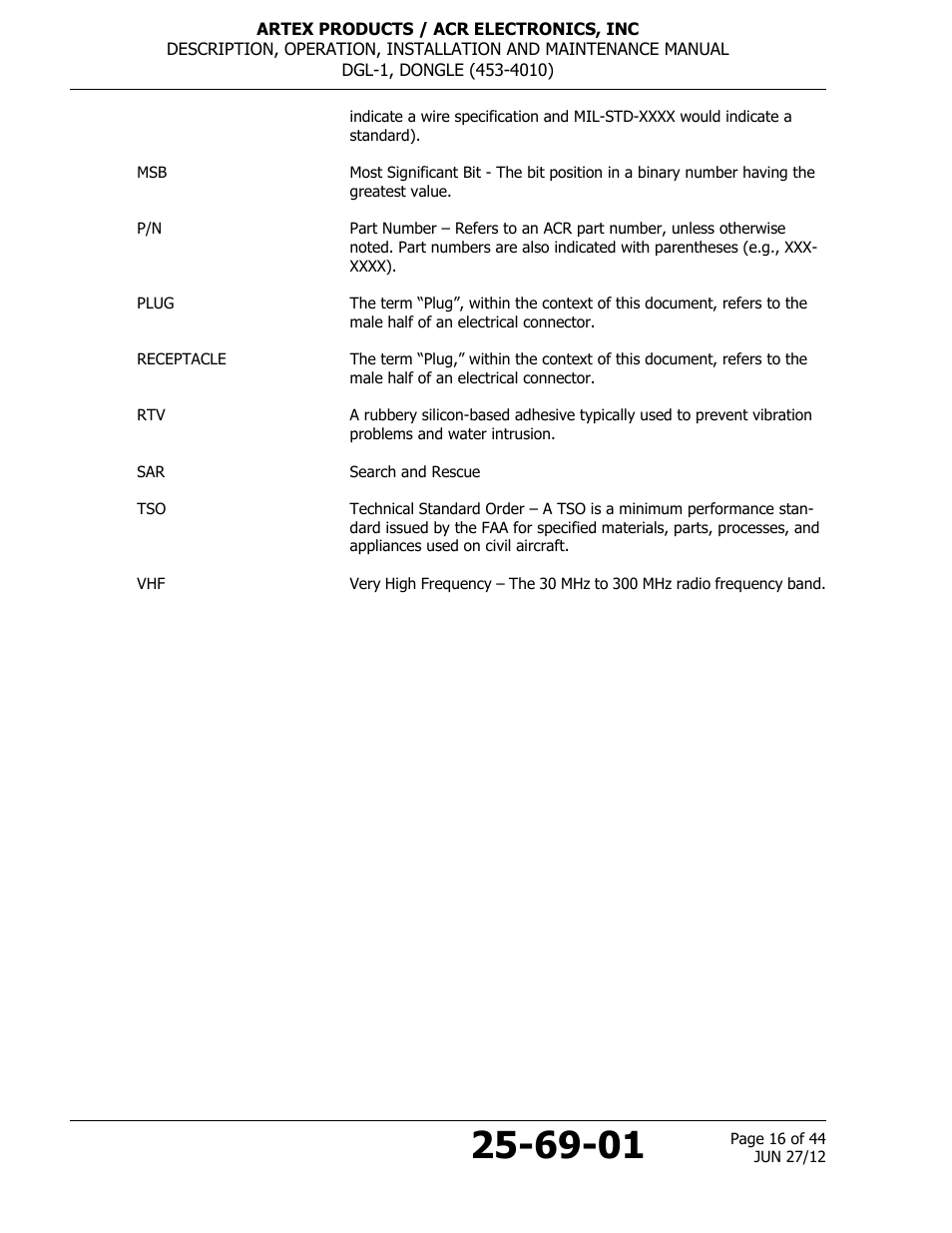 ACR&Artex DGL-1 User Manual | Page 16 / 44