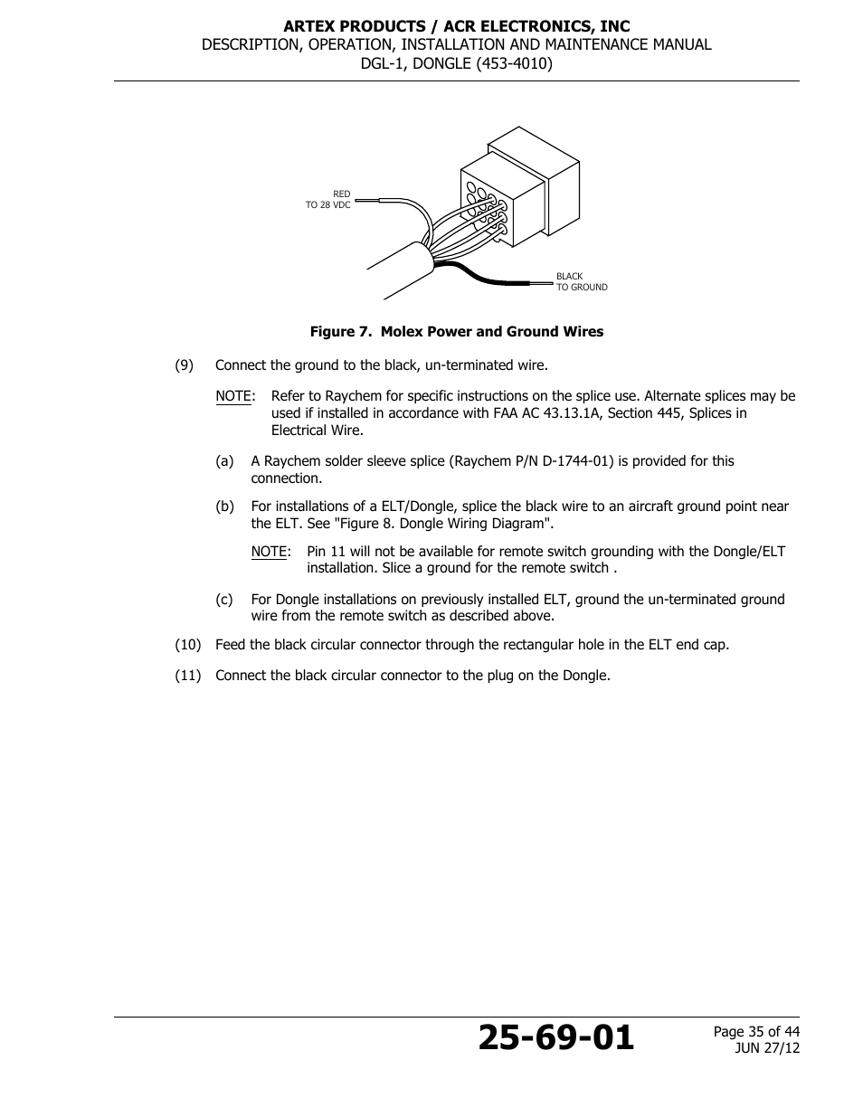 Figure 7. molex power and ground wires | ACR&Artex DGL-1 User Manual | Page 35 / 44