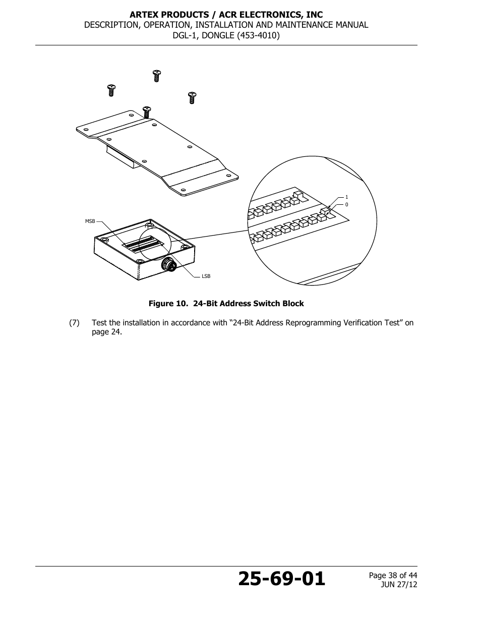 Figure 10. 24-bit address switch block | ACR&Artex DGL-1 User Manual | Page 38 / 44