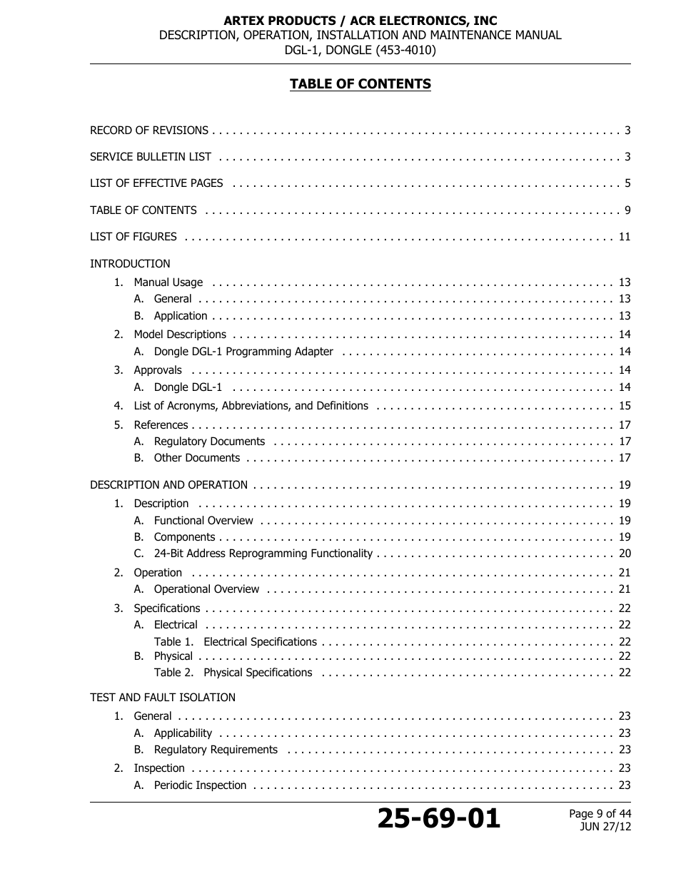 ACR&Artex DGL-1 User Manual | Page 9 / 44