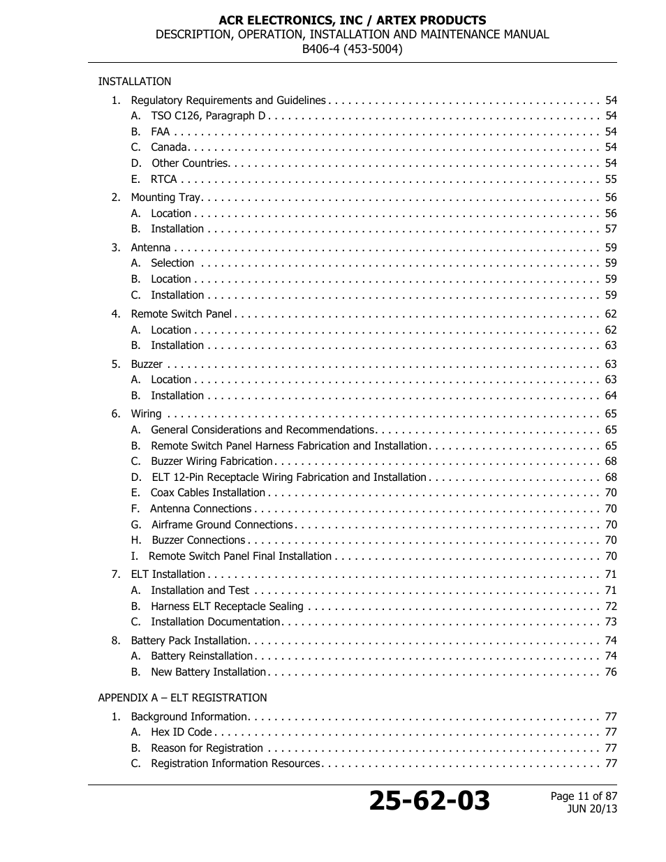 ACR&Artex B406-4 User Manual | Page 11 / 87