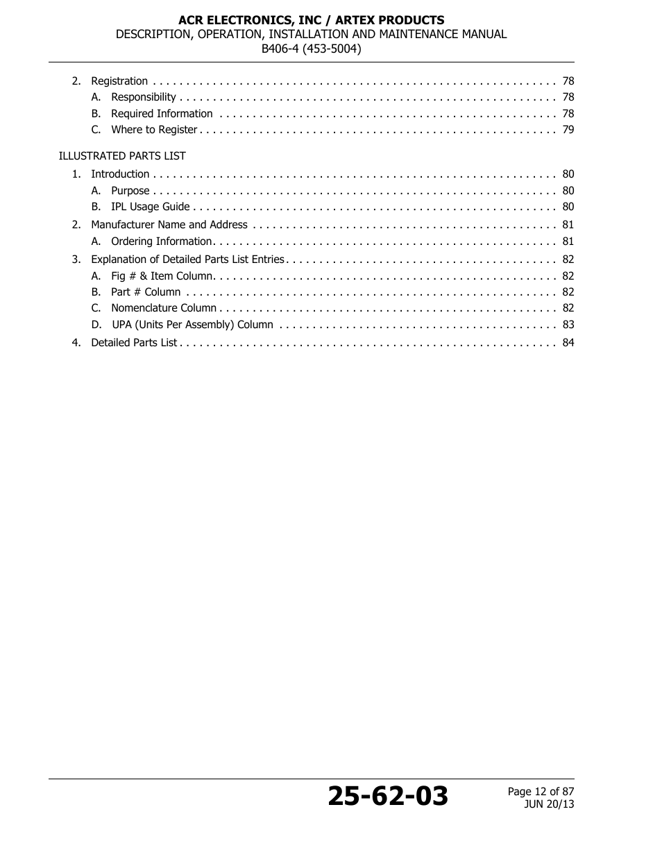 ACR&Artex B406-4 User Manual | Page 12 / 87