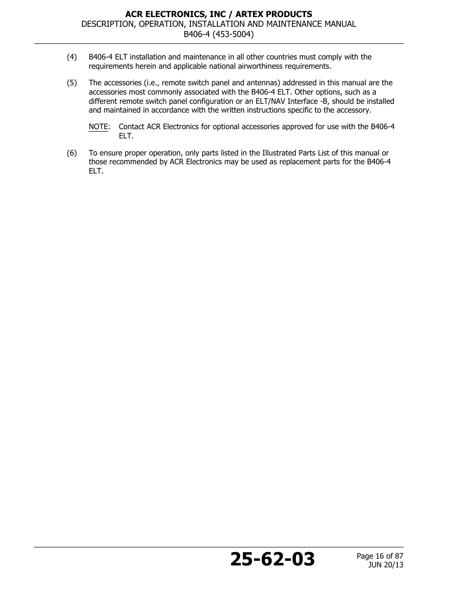 ACR&Artex B406-4 User Manual | Page 16 / 87