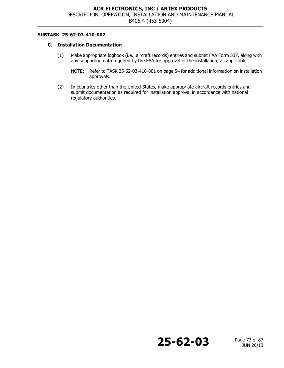 C. installation documentation | ACR&Artex B406-4 User Manual | Page 73 / 87