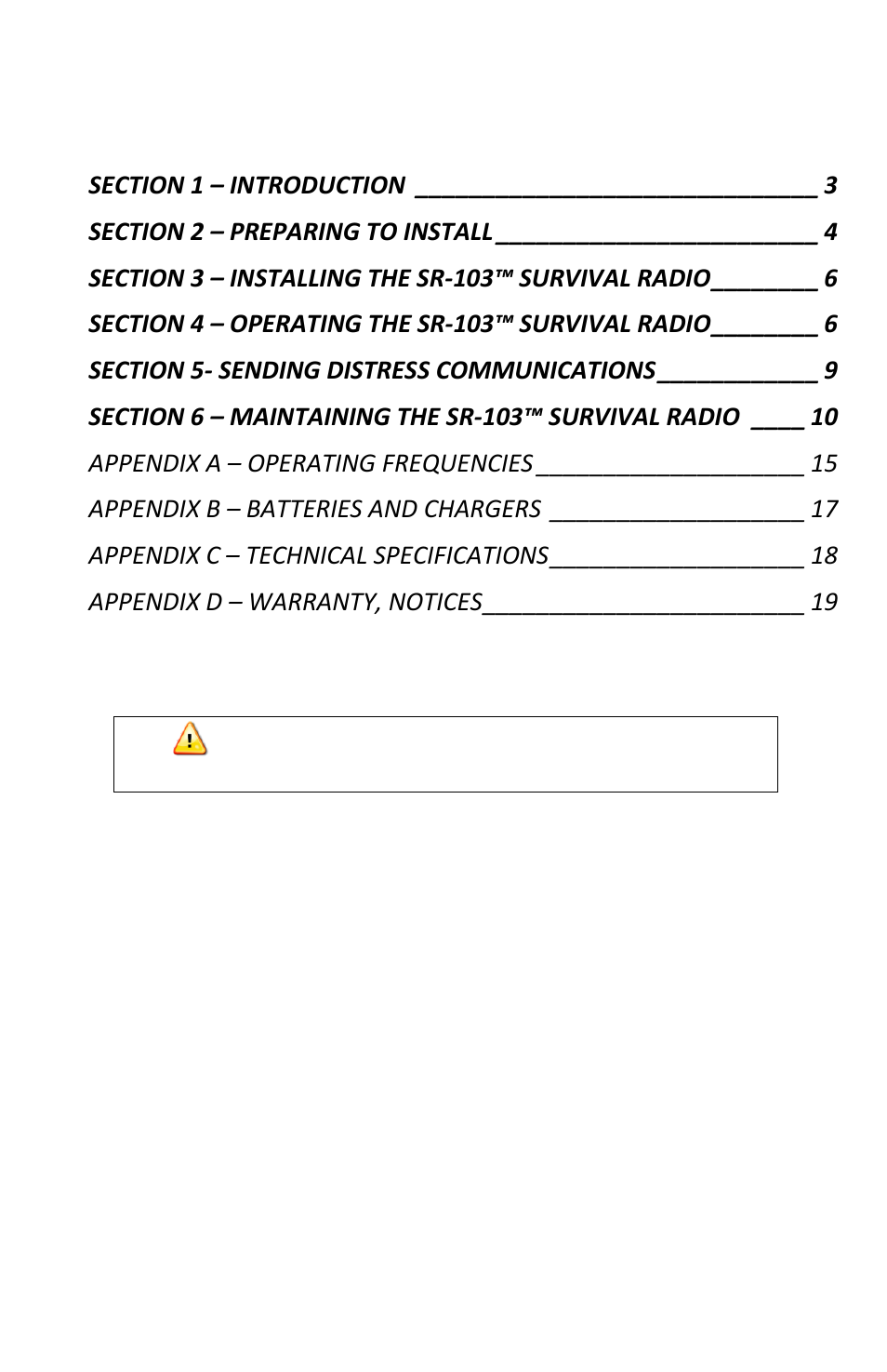 ACR&Artex Survival Radio User Manual | Page 3 / 20