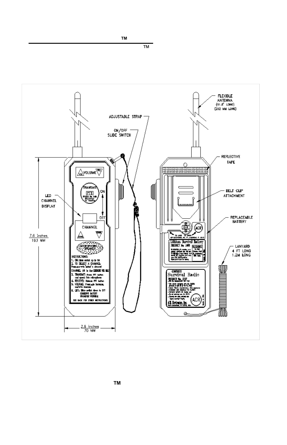 Figure 2- sr-103 ™ main features | ACR&Artex Survival Radio User Manual | Page 6 / 20