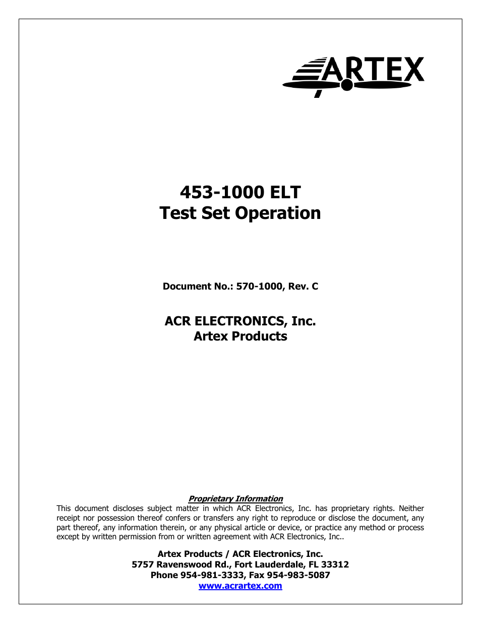 ACR&Artex ELT Test Set (ETS) User Manual | 28 pages