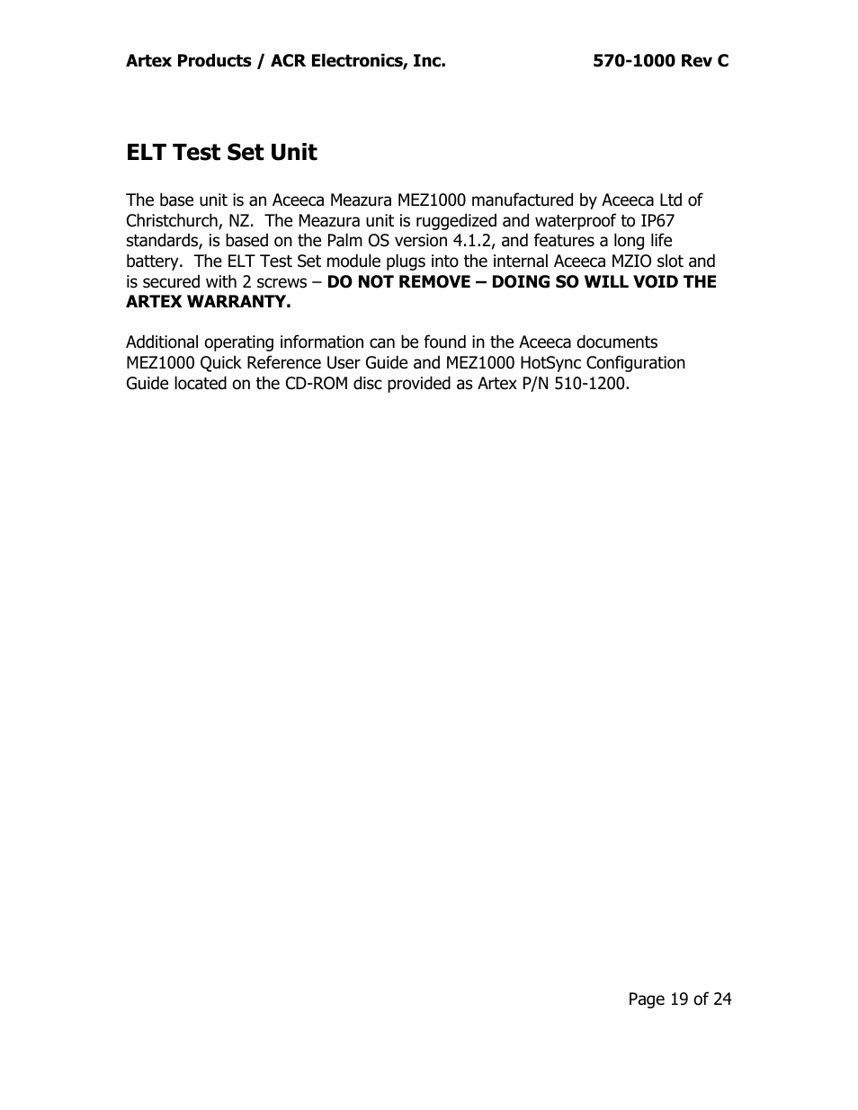 Elt test set unit | ACR&Artex ELT Test Set (ETS) User Manual | Page 23 / 28