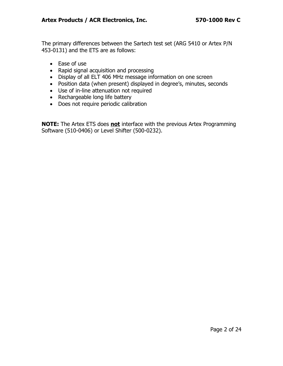 ACR&Artex ELT Test Set (ETS) User Manual | Page 6 / 28