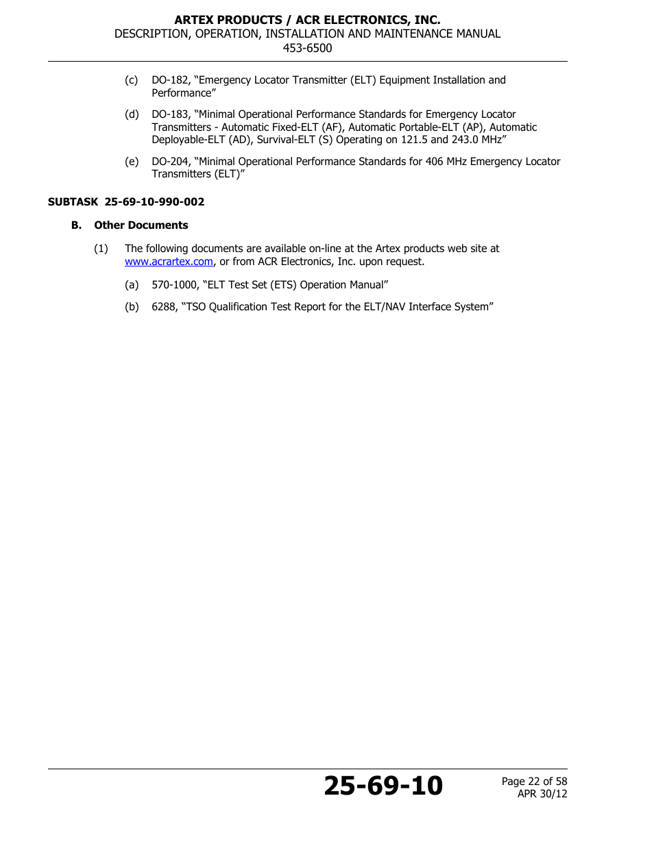 B. other documents | ACR&Artex ELT to Nav Interface User Manual | Page 22 / 58