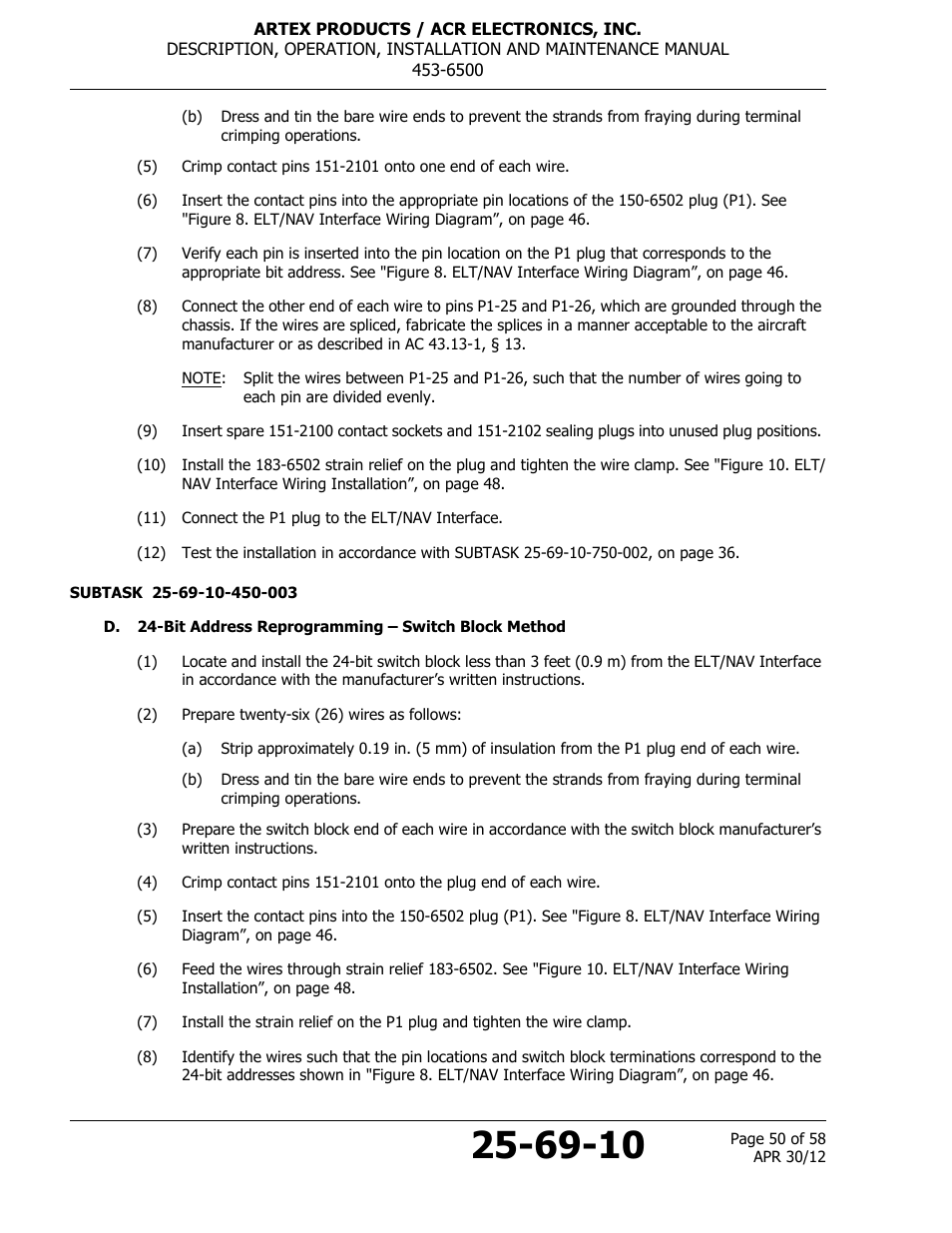 ACR&Artex ELT to Nav Interface User Manual | Page 50 / 58