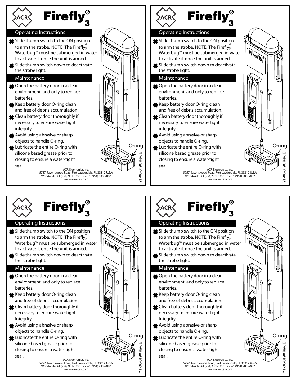 ACR&Artex Firefly 3 Waterbug User Manual | 1 page