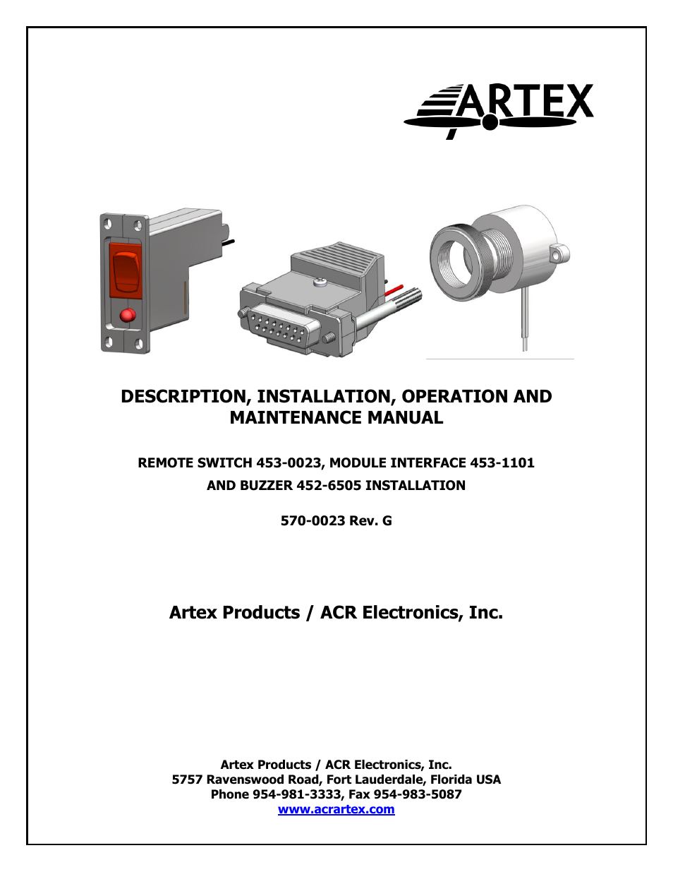 ACR&Artex ME406 ACE 455-0023 User Manual | 33 pages