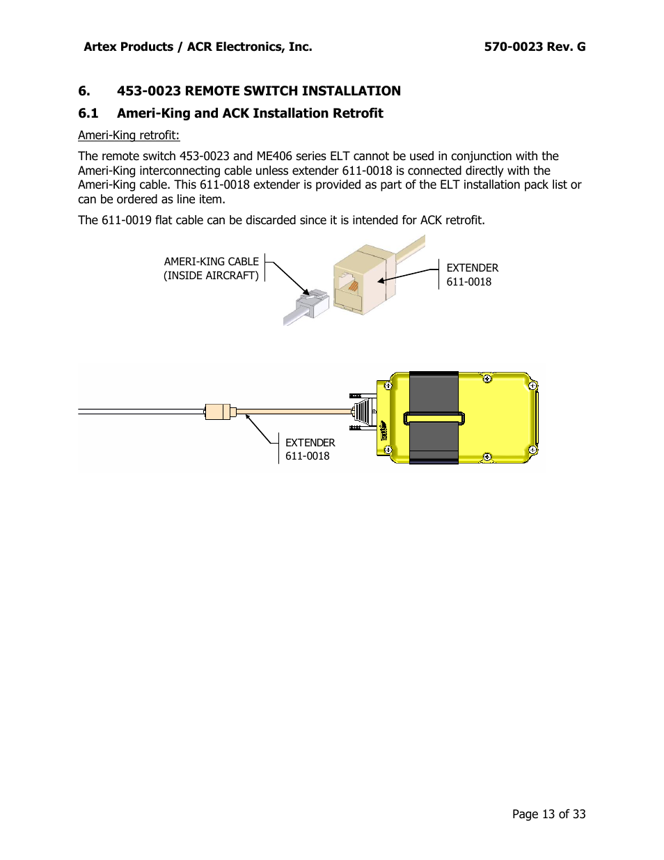 0023 remote switch installation, Meri, Ing and | Nstallation, Etrofit | ACR&Artex ME406 ACE 455-0023 User Manual | Page 13 / 33