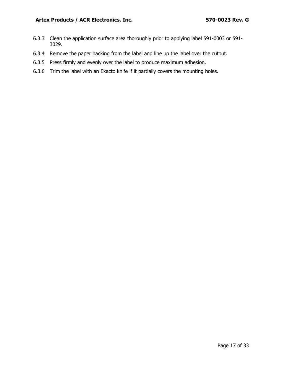 ACR&Artex ME406 ACE 455-0023 User Manual | Page 17 / 33