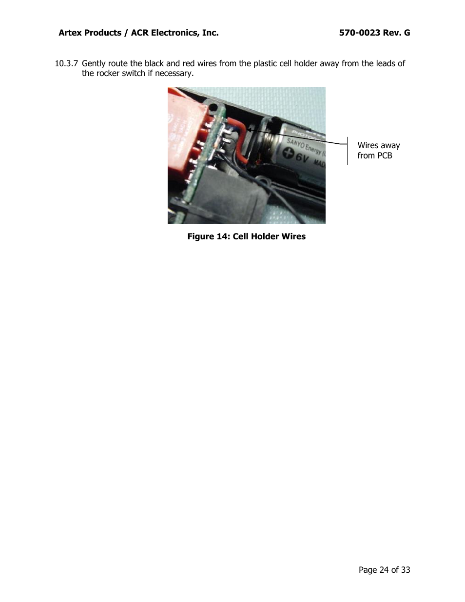 Figure 14: cell holder wires | ACR&Artex ME406 ACE 455-0023 User Manual | Page 24 / 33