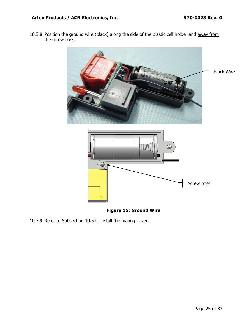 Figure 15: ground wire | ACR&Artex ME406 ACE 455-0023 User Manual | Page 25 / 33
