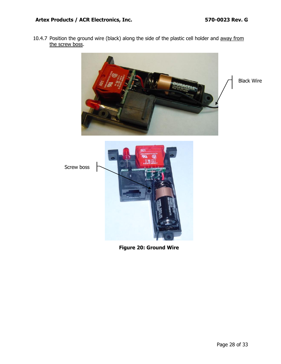 Figure 20: ground wire | ACR&Artex ME406 ACE 455-0023 User Manual | Page 28 / 33