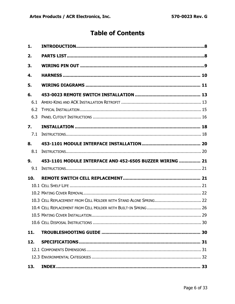 ACR&Artex ME406 ACE 455-0023 User Manual | Page 6 / 33
