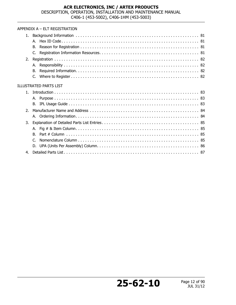 ACR&Artex C406-1 User Manual | Page 12 / 90