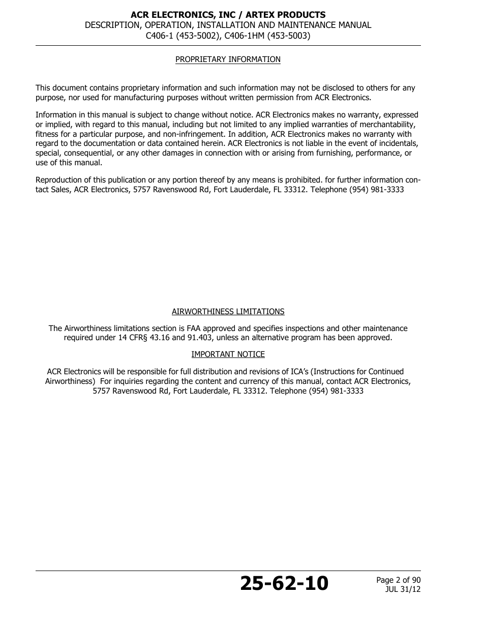 ACR&Artex C406-1 User Manual | Page 2 / 90