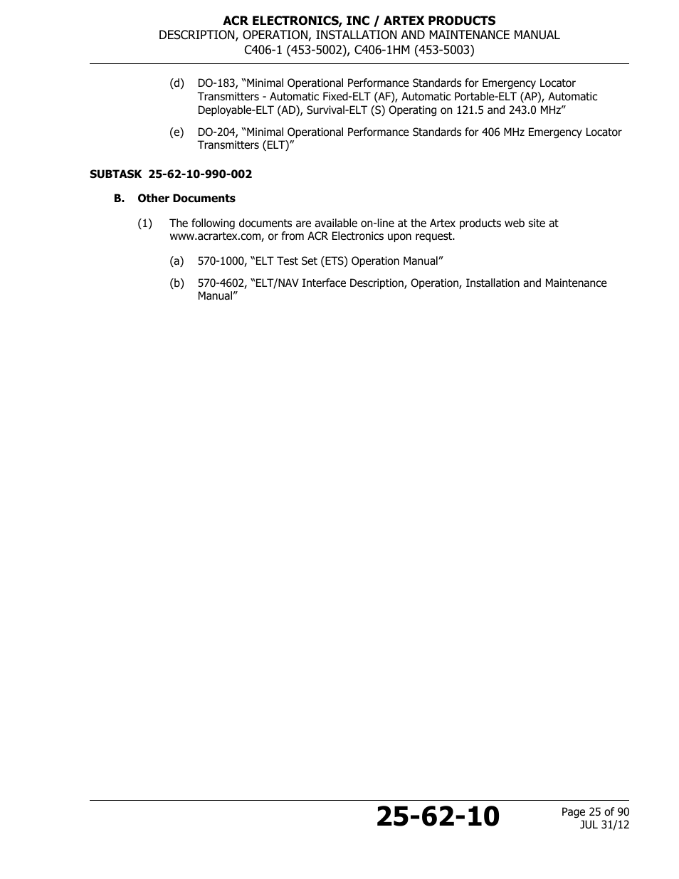 B. other documents | ACR&Artex C406-1 User Manual | Page 25 / 90