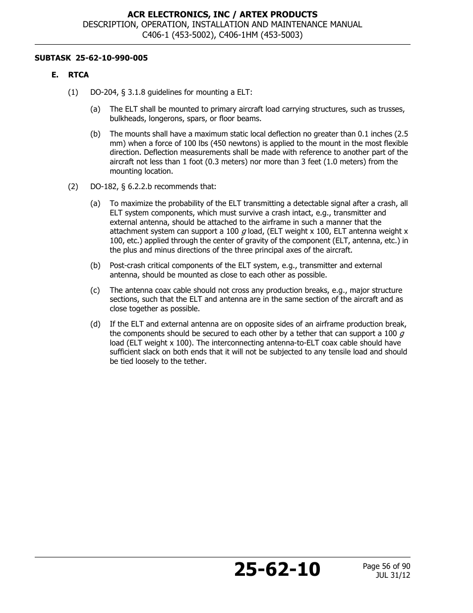 E. rtca | ACR&Artex C406-1 User Manual | Page 56 / 90