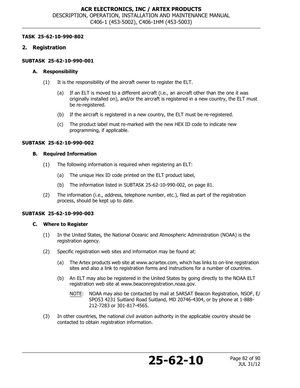 Registration, A. responsibility, B. required information | C. where to register | ACR&Artex C406-1 User Manual | Page 82 / 90