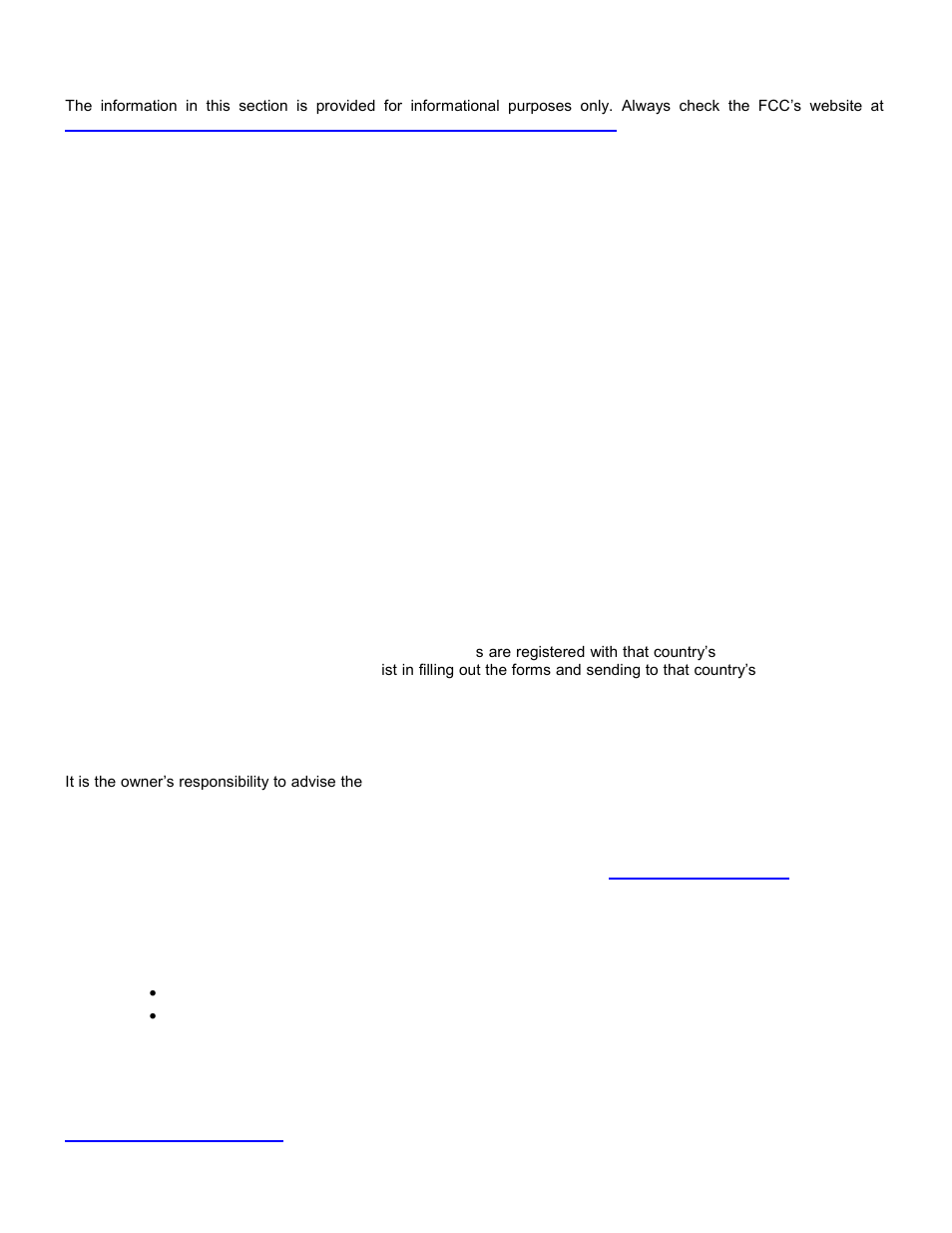 Do i need a radio station license, Commercial vessels world wide, Registration outside the united states | Change of ownership or contact information, Lost or stolen epirbs | ACR&Artex SATELLITE2 406 User Manual | Page 6 / 25