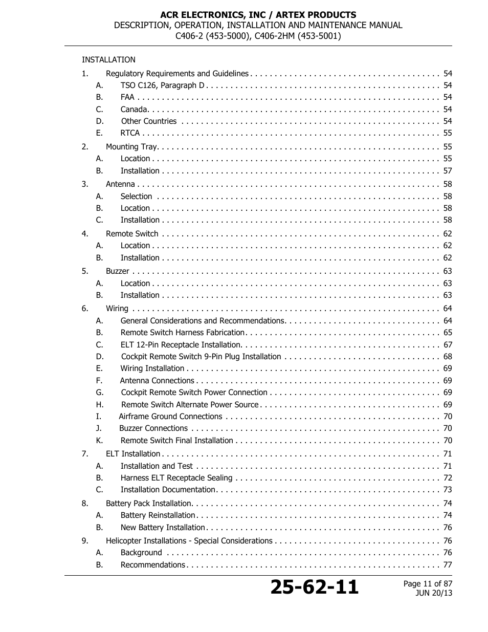 ACR&Artex C406-2 HM User Manual | Page 11 / 87